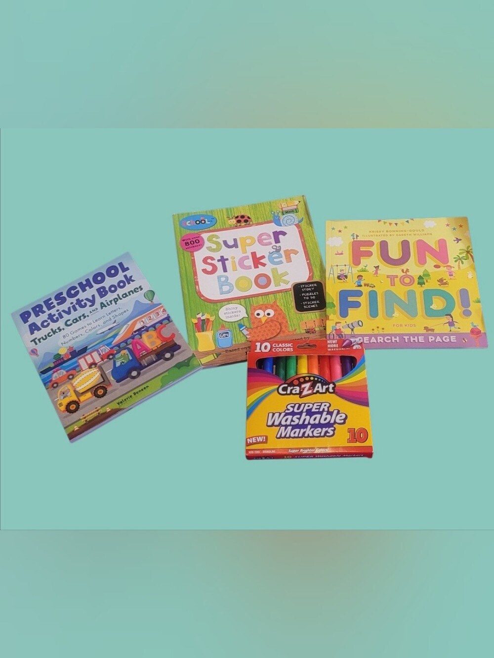 KIDS ACTIVITY BUNDLE PRESCHOOL ACTIVITY BOOKS, STICKER/10-PACK WASHABLE MARKERS